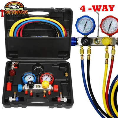 Air Conditioning AC Diagnostic A/C Manifold Gauge Tool Kit Refrigeration Set • £35.99