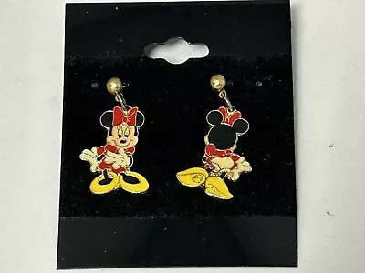 Vtg Minnie Mouse Earrings Disney AAi Enamel Metal Jewelry • $15