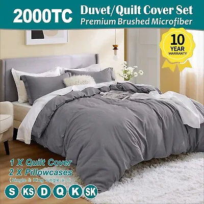 $28.99 • Buy 2000TC Soft Quilt/Duvet Cover Set Single/KS/Double/Queen/King/SK Pillow Size Bed
