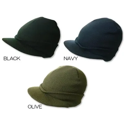 Military Wool Jeep Cap 100% Wool Black Navy OD One Size Made In USA • $32.99