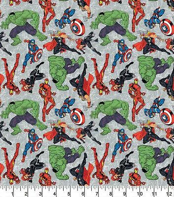 Marvel DC Avengers Comics Hulk Thor 100% Cotton Fabric • £6