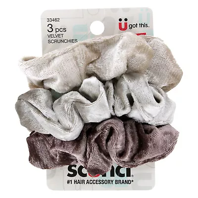 Scunci The Original Scrunchie Velvet Hair Scrunchies Assorted Colors 3-Pieces • $6.95