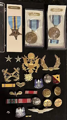 US Military Pins Lot Of 27 Pins Bars Medals Some Vintage • $40