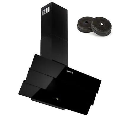 Cooker Hood 90 Cm Angled Extractor Fan Chimney Hood Kitchen Glass Touch Black  • £183.32