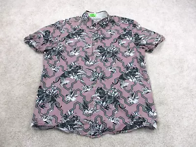 Ted Baker London Shirt Adult Large 4 Purple Tiger All Over Print Button Up Mens • $28.88