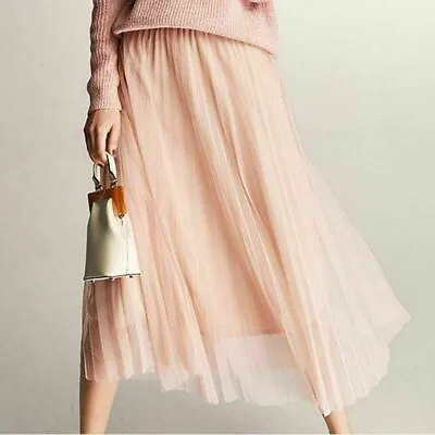 £10.29 • Buy Women High Waist Mesh Tutu Maxi Skirts Sheer Net Tulle Pleated A Line Long Dress