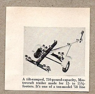 1958 Magazine Photo Mastercraft Tilt Boat Trailers For 12 To 15 1/2 Ft Boats • $8.72