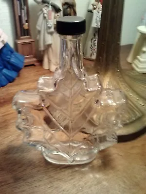 Collectible Vintage Maple Leaf Bottle With Top Embossed Clear Glass • $15