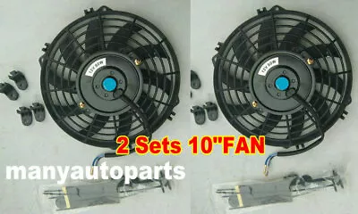 $46.01 • Buy 2*10 Inch 12 V Thermo Radiator Electric Slim Cooling Fan & Mounting Kits