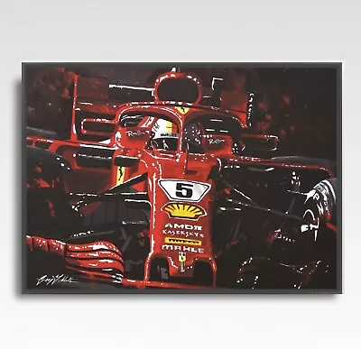 SEBESTIAN VETTEL Ferrari F1 Print From Painting By Greg Tillett Poster Formula 1 • £19.99