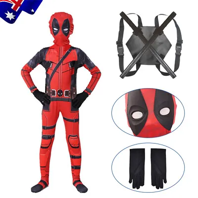 Deadpool Costume Cosplay Superhero Kids Boys Birthday Party Jumpsuit Suit • $15.89