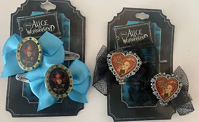 New Disney Alice In Wonderland Hair Bow Clips Barrettes Mad Hatter Queen Bows • $6