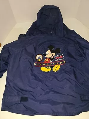 Disneyland Mickey Mouse Embroidered Jacket - Navy Blue Hooded Boys Large • $23.75