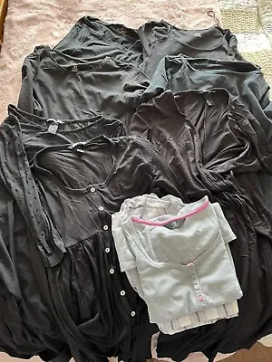 £5 • Buy Huge Maternity Clothes Bundle Size 12 Black Tops And Day Dresses Plus Pyjamas!