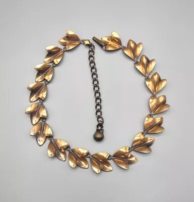 Vintage Unsigned Copper Leaf Necklace Jewelry K68 • $6