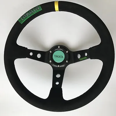 $73.98 • Buy 350mm Suede Leather Deep Dish Racing Steering Wheel Fit MOMO Hub OMP Hub Takat