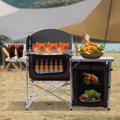 Outdoor Kitchen Foldable Grilling Stand Portable Camping Grill Table BBQ Table • $72.20