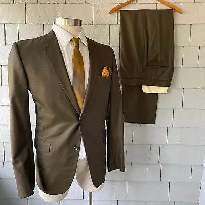 60s Vintage Rhodes Of Seattle Brown And Gold Woven 2-Button 2-Piece Mens Suit 40 • $125