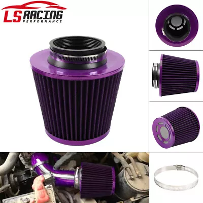 Purple 3  76mm High Flow Inlet Cold Air Intake Cone Replacement Dry Air Filter • $11.19