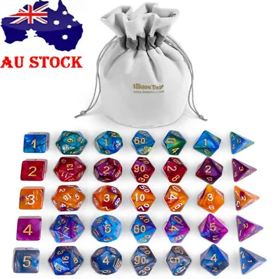 $23.96 • Buy 35Pcs Set Acrylic Polyhedral Dice + Bag For DND RPG MTG Role Playing Board Game