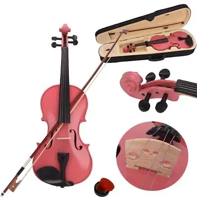 School Band 1/4 Size Acoustic Violin Pink W/ Case Bow Rosin For Students • $42.99