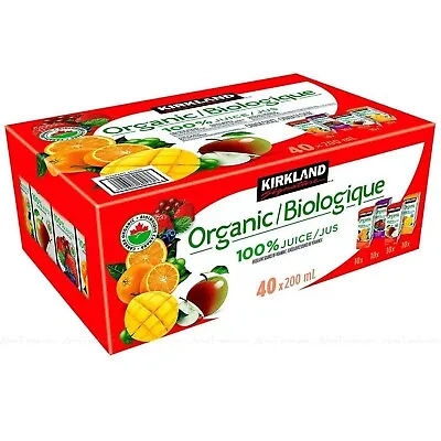 Kirkland Signature Organic 100% Juice Assorted Flavours Cartons Pack 40 X 200ml • £28.87
