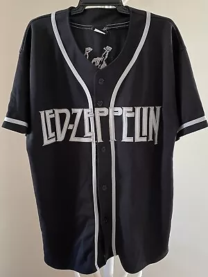 LED ZEPPELIN Large Baseball Style Shirt Black Button Up • $50