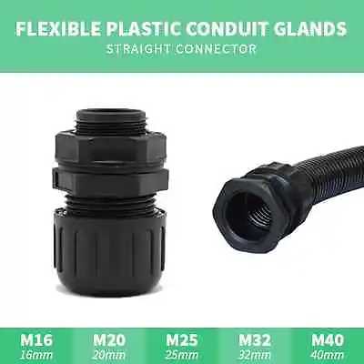 £1.15 • Buy Flexible Plastic Conduit Glands 16mm - 40mm Male Plastic Adapterflex Connector