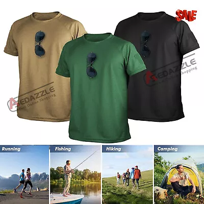 Army Mens Tactical Shirt Combat Military Short Sleeve Quick Dry Casual T-Shirts • $7.99