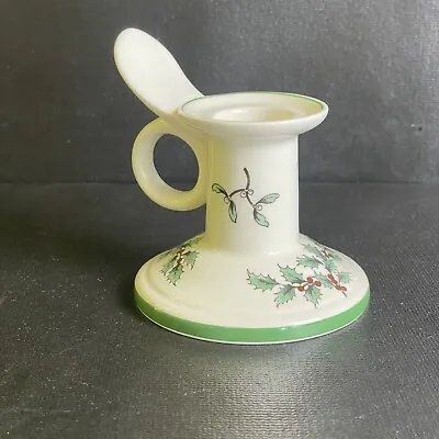 Spode Christmas Tree Made In England Ceramic Candleholder & Wax Candle • $13.50