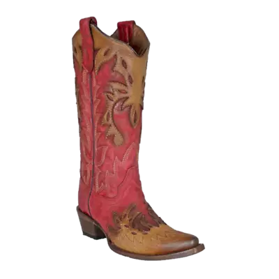 Circle G By Corral Ladies Red & Tobacco Wing Tip Overlay Western Boots L6011 • $152.06