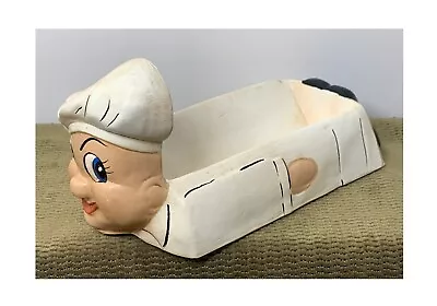 1977 Vintage Hand Painted Ceramic Chef For Holding Crackers/sugar Packs Or Etc. • $28.99