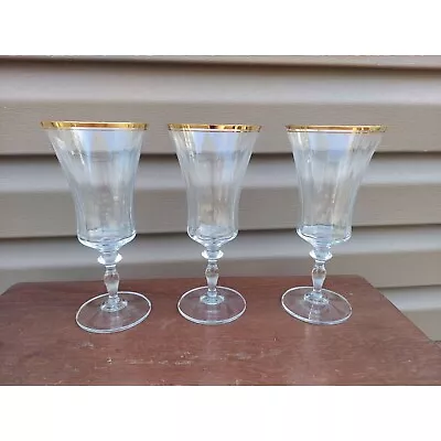 3 Mikasa Jamestown 8 1/8  Iced Tea Goblets Gold Trim • $55