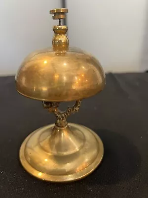 Antique Vintage Old Hotel Front Desk Counter Service Solid Brass Bell 5 In.T • $35