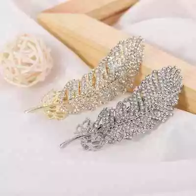 1pcs Rhinestone Feather Hairclips Luxury Chic Barrettes Women Hair Accessories • $13.24