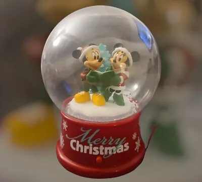 Mickey And Minnie Mouse Christmas Musical Waterless Snow Globe Gemmy Disney • $12