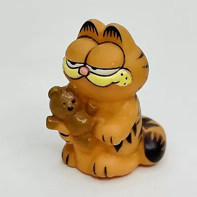 £11.62 • Buy VTG Garfield Holding Teddy Bear Rubber Pencil Topper Miniature Figure Hong Kong