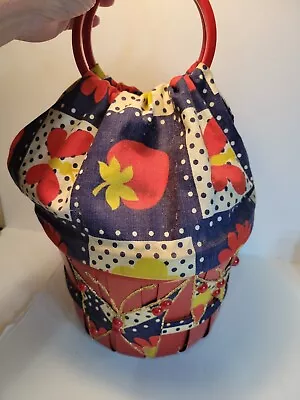 East Texas Handbag Co. Bucket Bag Butterflies Strawberry Print Fabric Vintage • £19.30