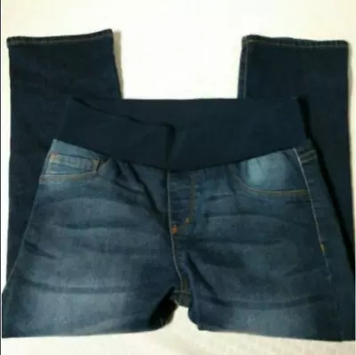 S.O.N.G. Song Maternity Jeans Cropped Dark Wash Blue W/Fade Distressing SMALL • $9.95