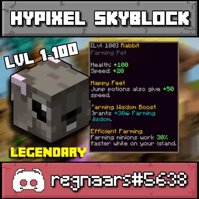 Hypixel Skyblock | Legendary Rabbit Pet | Fast And Safe Delivery | LVL 1-100 • $4.99