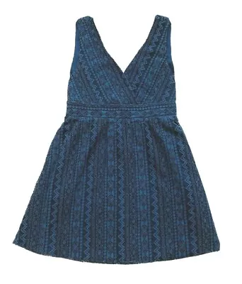 GB Gianni Bini Juniors Mini Dress Size L Sleeveless Blue Lace Lined V Neck Zip  • $9.95