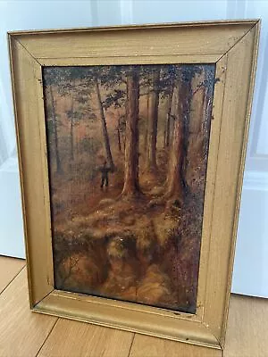 Antique Victorian/edwardian Francis R. Hinkins New Forest Painting • £12