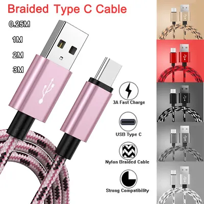 Heavy Duty Fast Charging USB Type C Data Braided Cable For Samsung S24 S23 S22 • $8.29