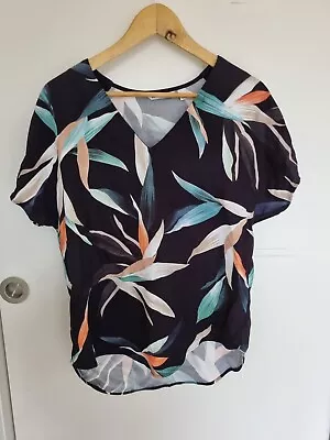 Country Road Sz 8 Viscose Bird Of Paradise Floral Pop Over Blouse/top  • $24.95