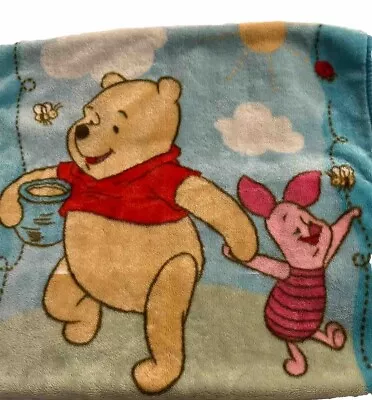 Vintage Winnie Pooh Piglet Plush Baby Blanket Butterfly Bee Hands Honey Pot HTF • $40