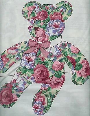 $8 • Buy LAST ONE!! VIP Craft Panel COTTAGE CHIC *TEDDY BEAR Pink Roses* Fabric Panel