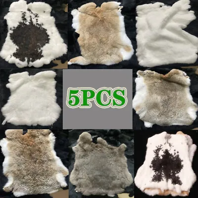 5pcs Genuine Rabbit Skin Pelt Fur Hides Tanned DIY Craft Leather Skin Bunny Soft • $26.59