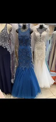 £75 • Buy Evening Dress / Prom Dress / Wedding Dress In Peacock Blue Colour In Size Medium