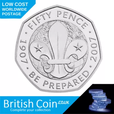 2007 Scouts Be Prepared 50p Coin Scare Rare Fifty Pence Coins • £2.50
