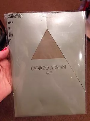  Giorgio Armani Calze Khaki Pantyhose  Sz C Vintage Lycra Sheer • $49.99